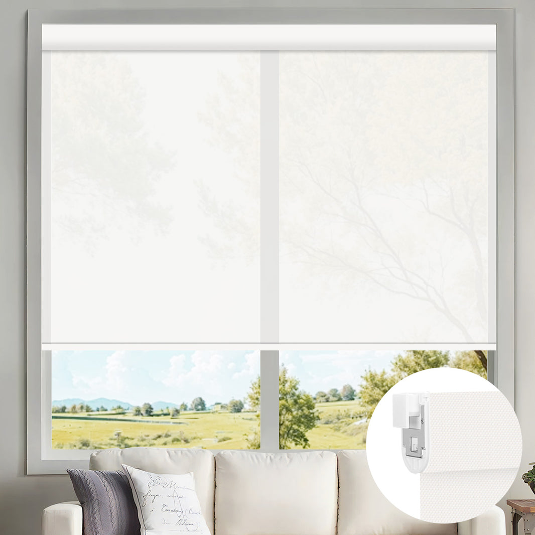 Sunelo No Drill Motorized Solar Shades, 0%/1%/3%/5% Openness For UV Protection
