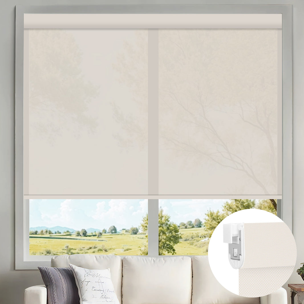Sunelo No Drill Motorized Solar Shades, 0%/1%/3%/5% Openness For UV Protection