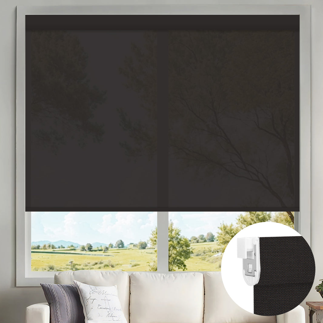 Sunelo No Drill Motorized Solar Shades, 0%/1%/3%/5% Openness For UV Protection