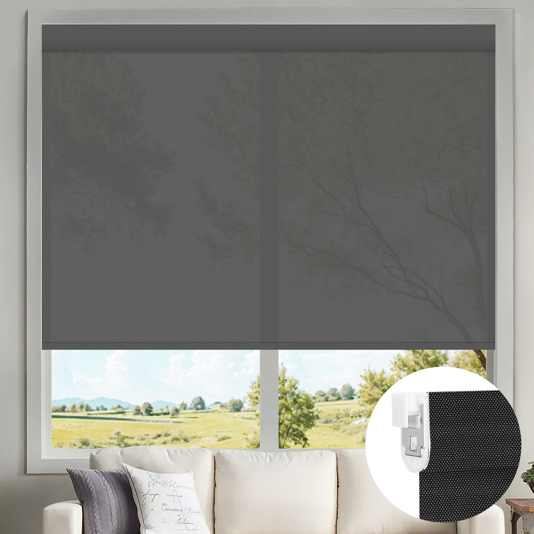 Sunelo No Drill Motorized Solar Shades, 0%/1%/3%/5% Openness For UV Protection