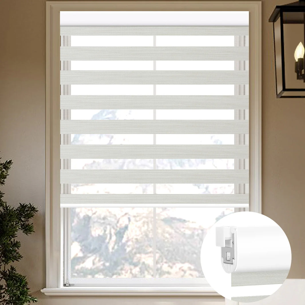 Sunelo No Drill Zebra Shades, Motorized 90% Blackout - Flow