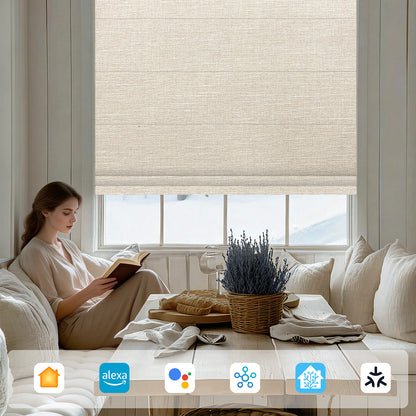 Sunelo Motorized Roman Shades 100% Blackout - Aurora
