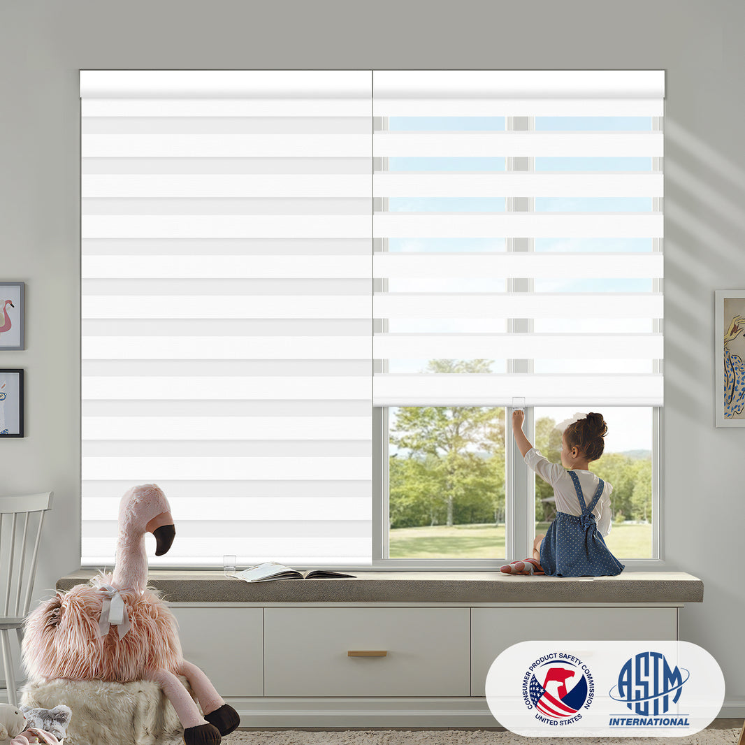 Sunelo No Drill Cordless Zebra Shades 100% Blackout - Gentle