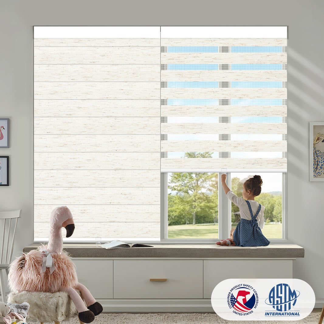 Sunelo Cordless Zebra Shades 75% Blackout - Linen
