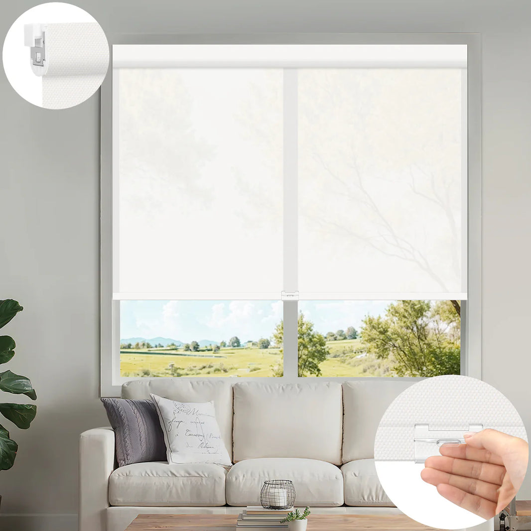 Sunelo No Drill Cordless UV Protection Solar Shades 0%/1%/3%/5% Openness