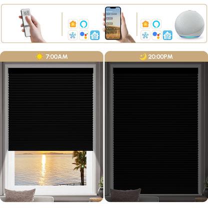 Sunelo Energy-Saving, 100% Blackout Motorized Cellular Shades | Double-Cell