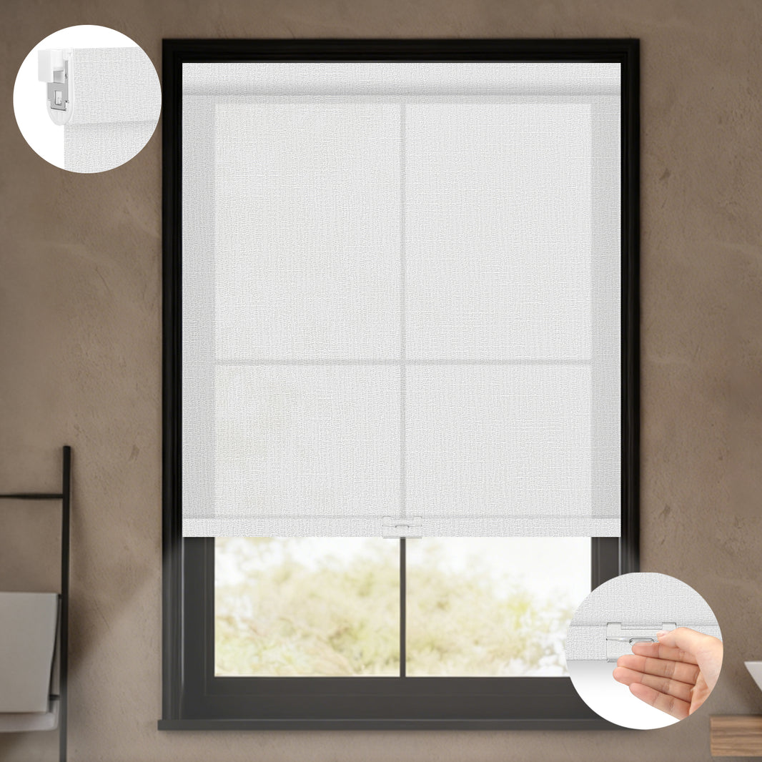 Sunelo No Drill Cordless Light Filtering Roller Shades 70% Blackout - Aurora
