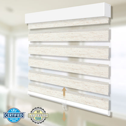 Sunelo Cordless Zebra Shades 75% Blackout - Linen
