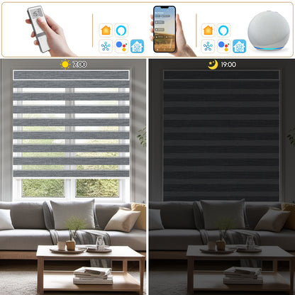 Sunelo Motorized Zebra Shades 70% Blackout - Galaxy