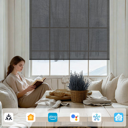 Sunelo Motorized Light Filtering Roller Shades 50% Blackout - Eclipse