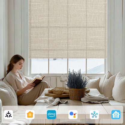 Sunelo Motorized Light Filtering Roller Shades 70% Blackout - Aurora