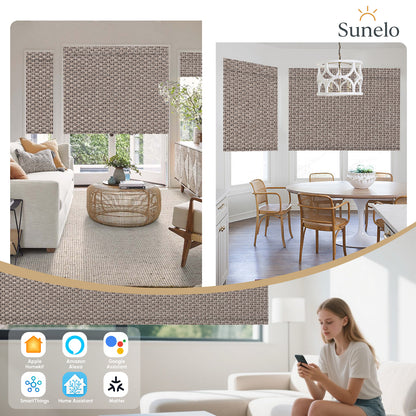 Sunelo Motorized Roller Shades 100% Blackout - Groove