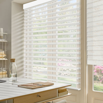 Sunelo Motorized Light Filtering Sheer Shades 75% Blackout - Linen