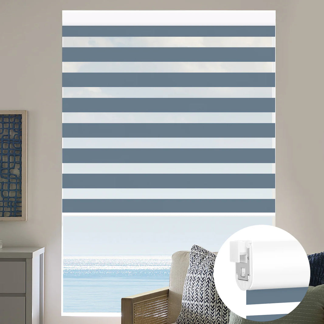 Sunelo No Drill Zebra Shades, Motorized 95% Blackout - Gabriel