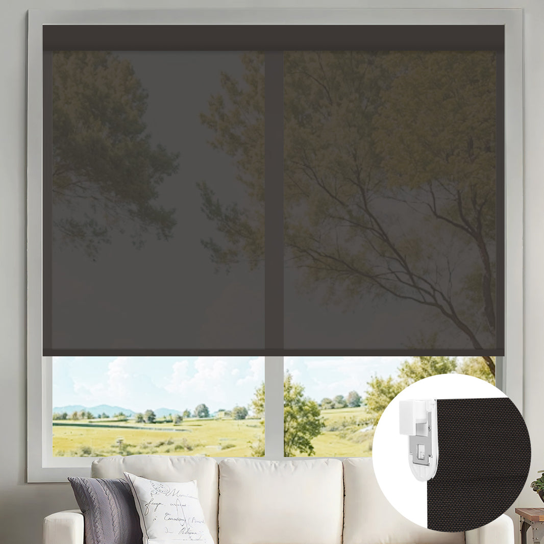Sunelo No Drill Motorized Solar Shades, 0%/1%/3%/5% Openness For UV Protection
