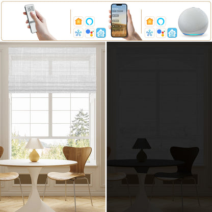 Sunelo Motorized Light Filtering Roman Shades 50% Blackout - Sheer