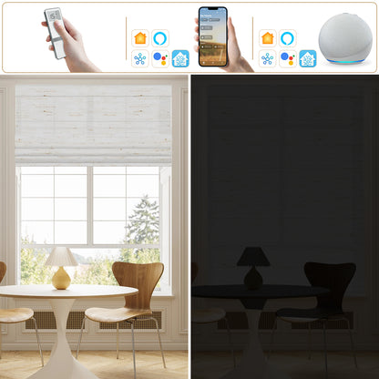 Sunelo Motorized Light Filtering Roman Shades 75% Blackout - Linen