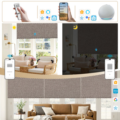Sunelo Motorized Roller Shades 100% Blackout - Groove