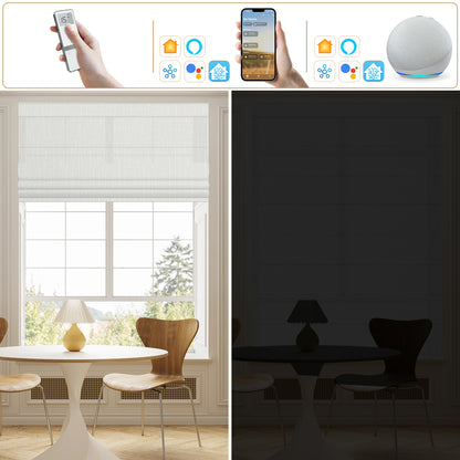Sunelo Motorized Light Filtering Roman Shades 75%/85% Blackout - Classic