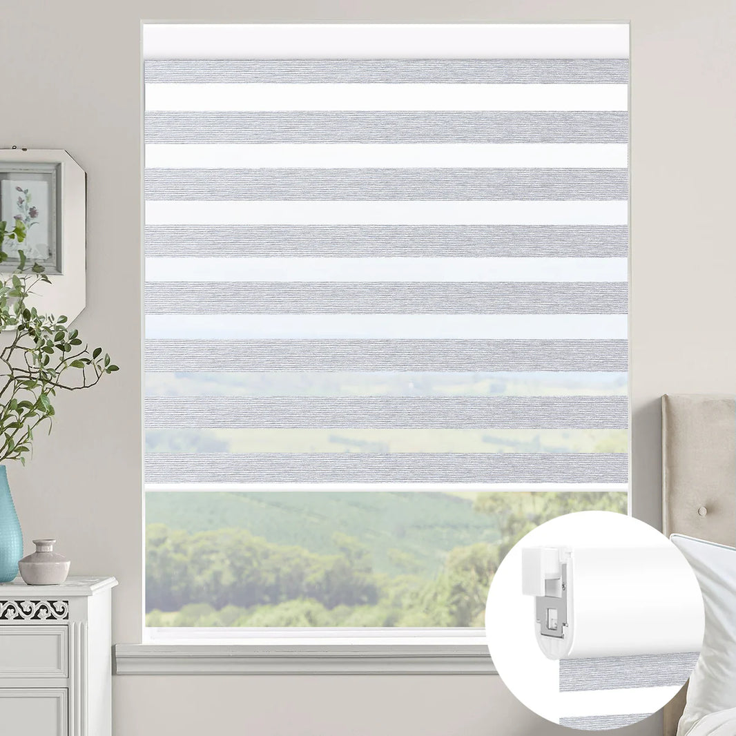 Sunelo No Drill Zebra Shades, Motorized 60/75% Blackout - Monet