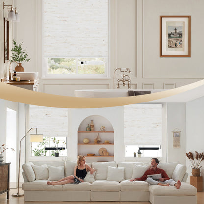Sunelo No Drill Roller Shades, Motorized 100% Blackout - Linen