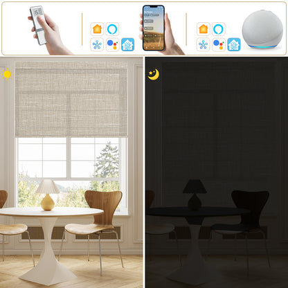 Sunelo Motorized Light Filtering Roller Shades 70% Blackout - Aurora