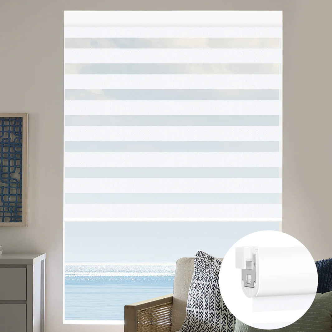 Sunelo No Drill Zebra Shades, Motorized 95% Blackout - Gabriel