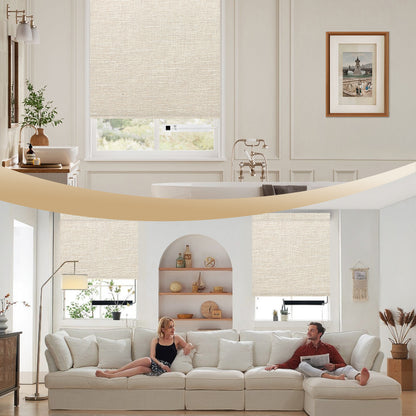 Sunelo No Drill Roller Shades, Motorized 100% Blackout - Aurora