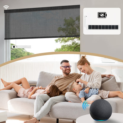 Sunelo Motorized Light Filtering Roller Shades 50% Blackout - Eclipse