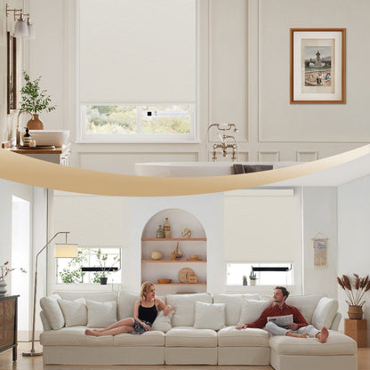 Sunelo Motorized Roller Shades 100% Blackout - Pure