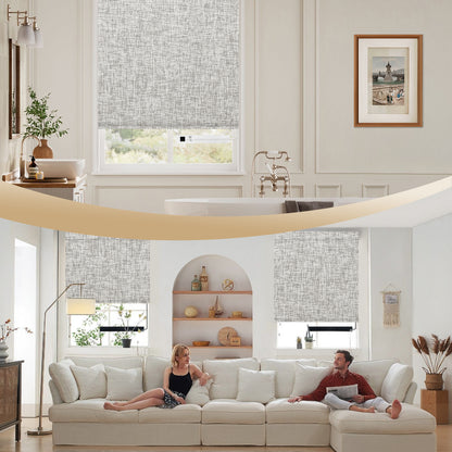 Sunelo Motorized Roller Shades 100% Blackout - Mist