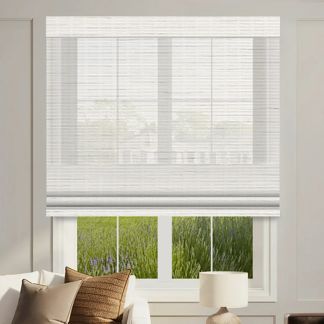 Sunelo Motorized Light Filtering Roman Shades 50% Blackout - Woven