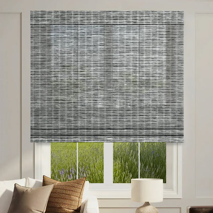 Sunelo Motorized Light Filtering Roman Shades 50% Blackout - Woven
