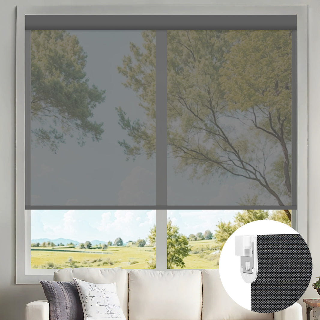 Sunelo No Drill Motorized Solar Shades, 0%/1%/3%/5% Openness For UV Protection