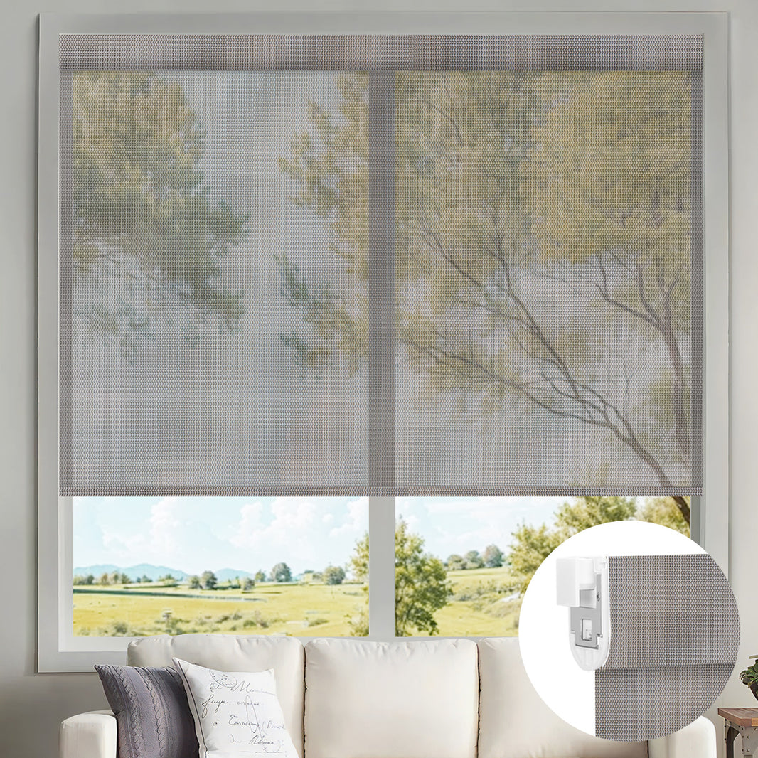 Sunelo No Drill Motorized Solar Shades, 0%/1%/3%/5% Openness For UV Protection