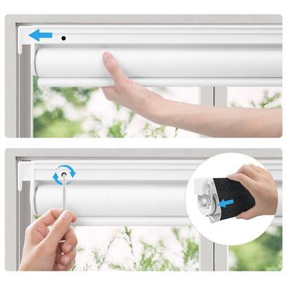 Sunelo No Drill Roller Shades, Motorized  100% Blackout - Starscape
