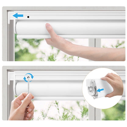 Sunelo No Drill Roller Shades, Motorized 100% Blackout - Weave