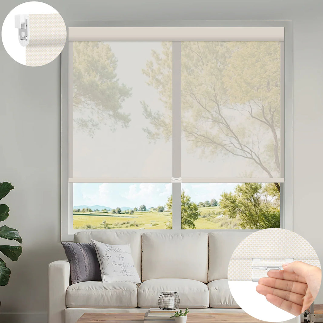 Sunelo No Drill Cordless UV Protection Solar Shades 0%/1%/3%/5% Openness