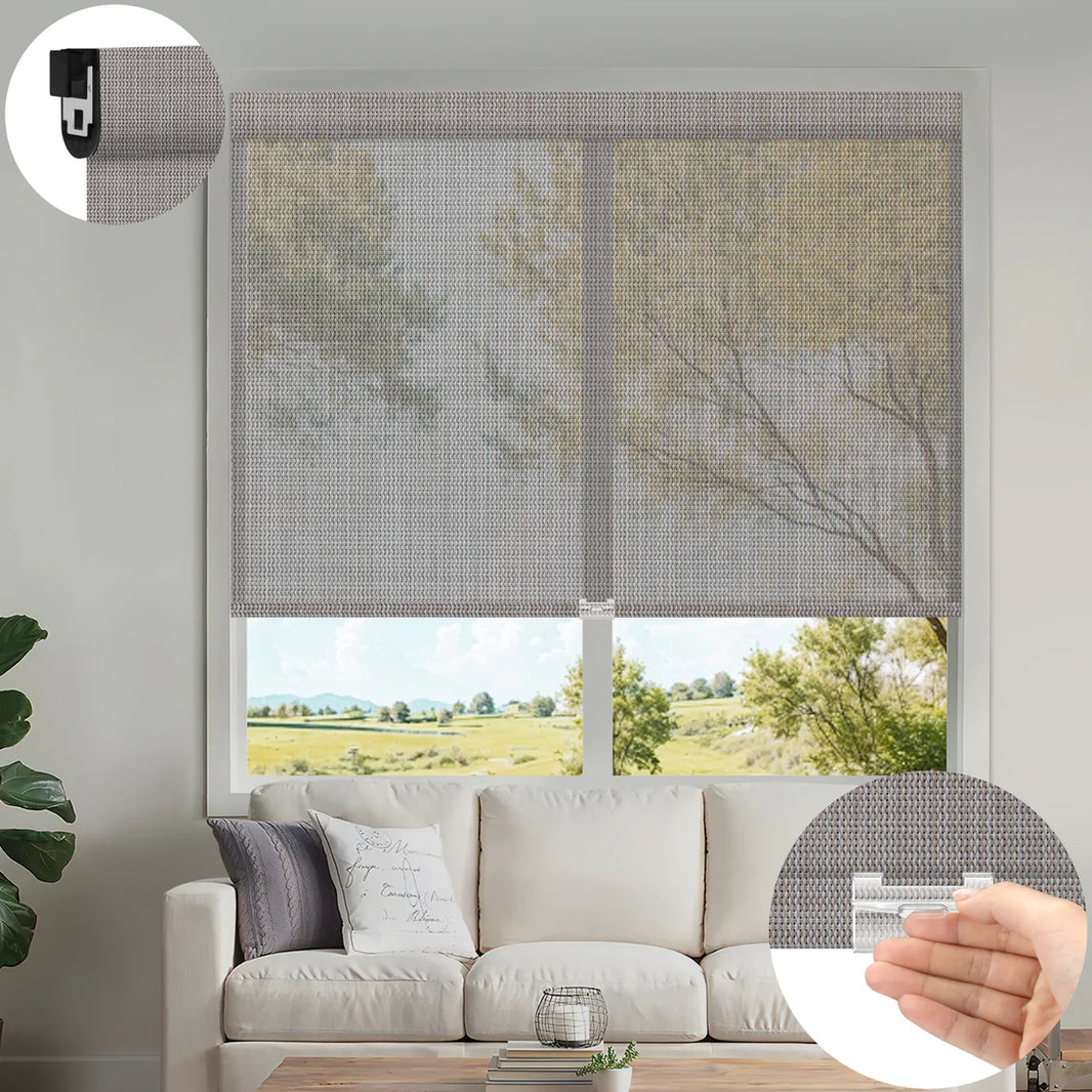 Sunelo No Drill Cordless UV Protection Solar Shades 0%/1%/3%/5% Openness