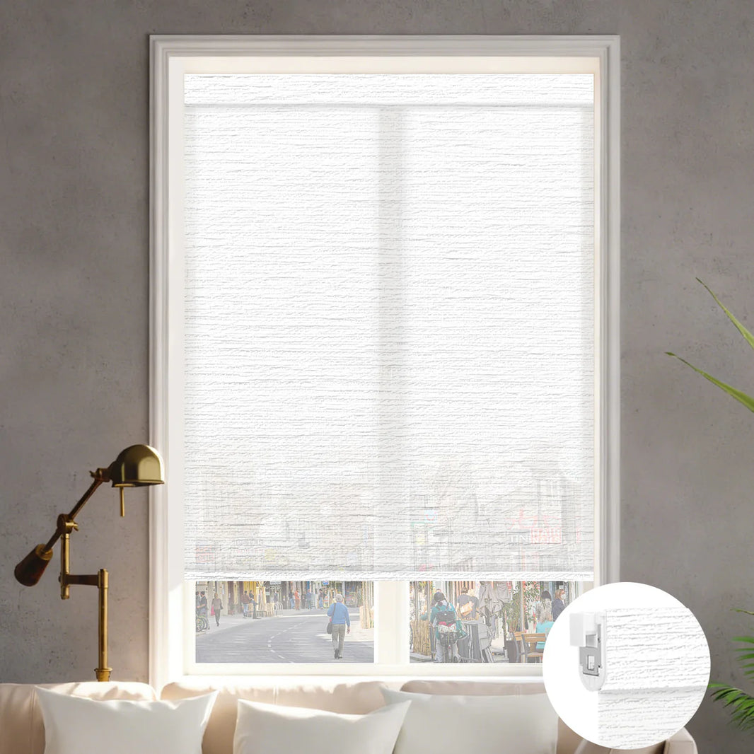 Sunelo No Drill Roller Shades, Motorized 60% Blackout Light Filtering - Atlantic