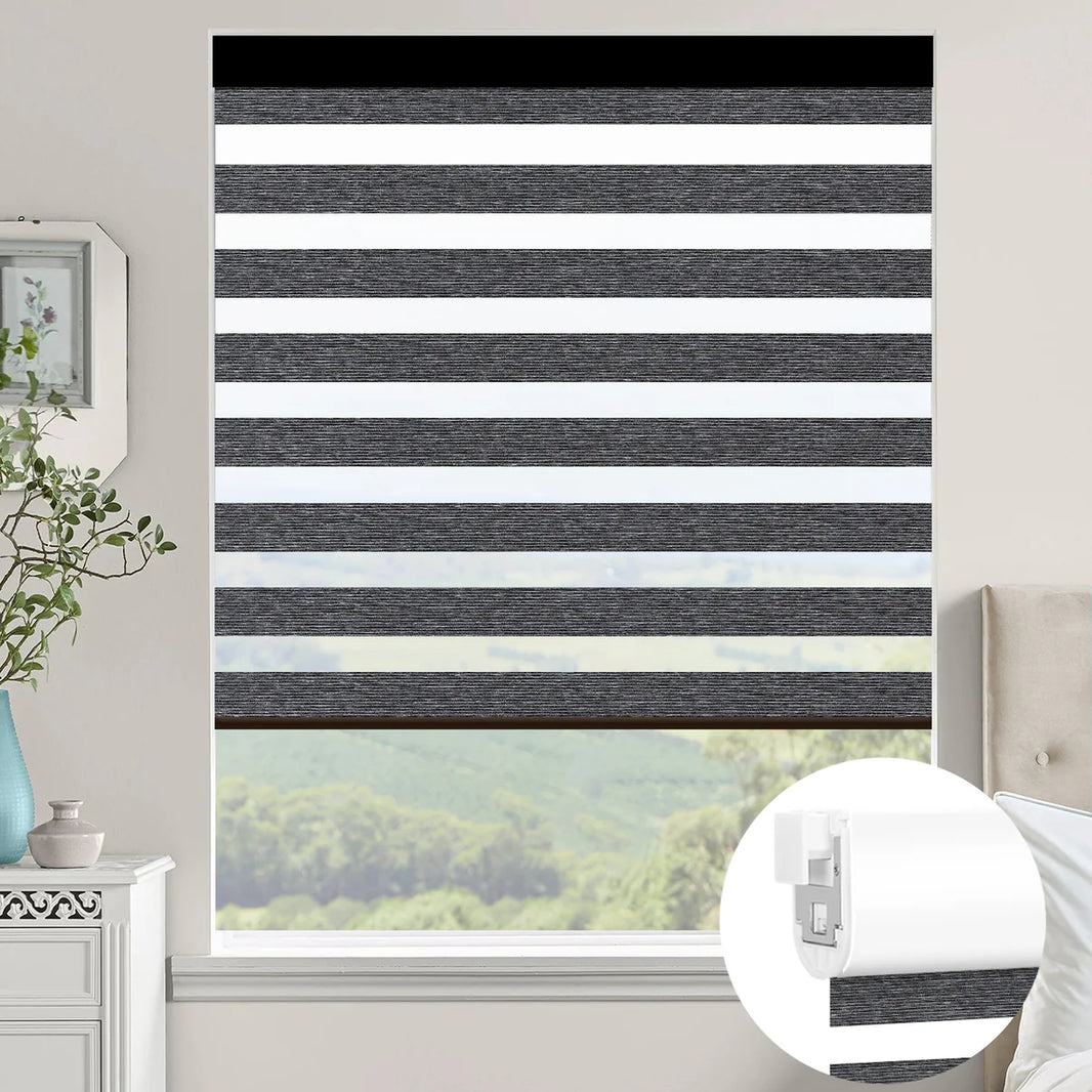 Sunelo No Drill Zebra Shades, Motorized 60/75% Blackout - Monet