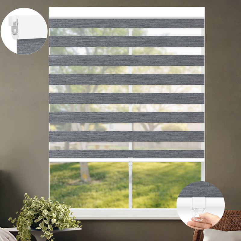 Sunelo No Drill Cordless Zebra Shades 70% Blackout - Galaxy