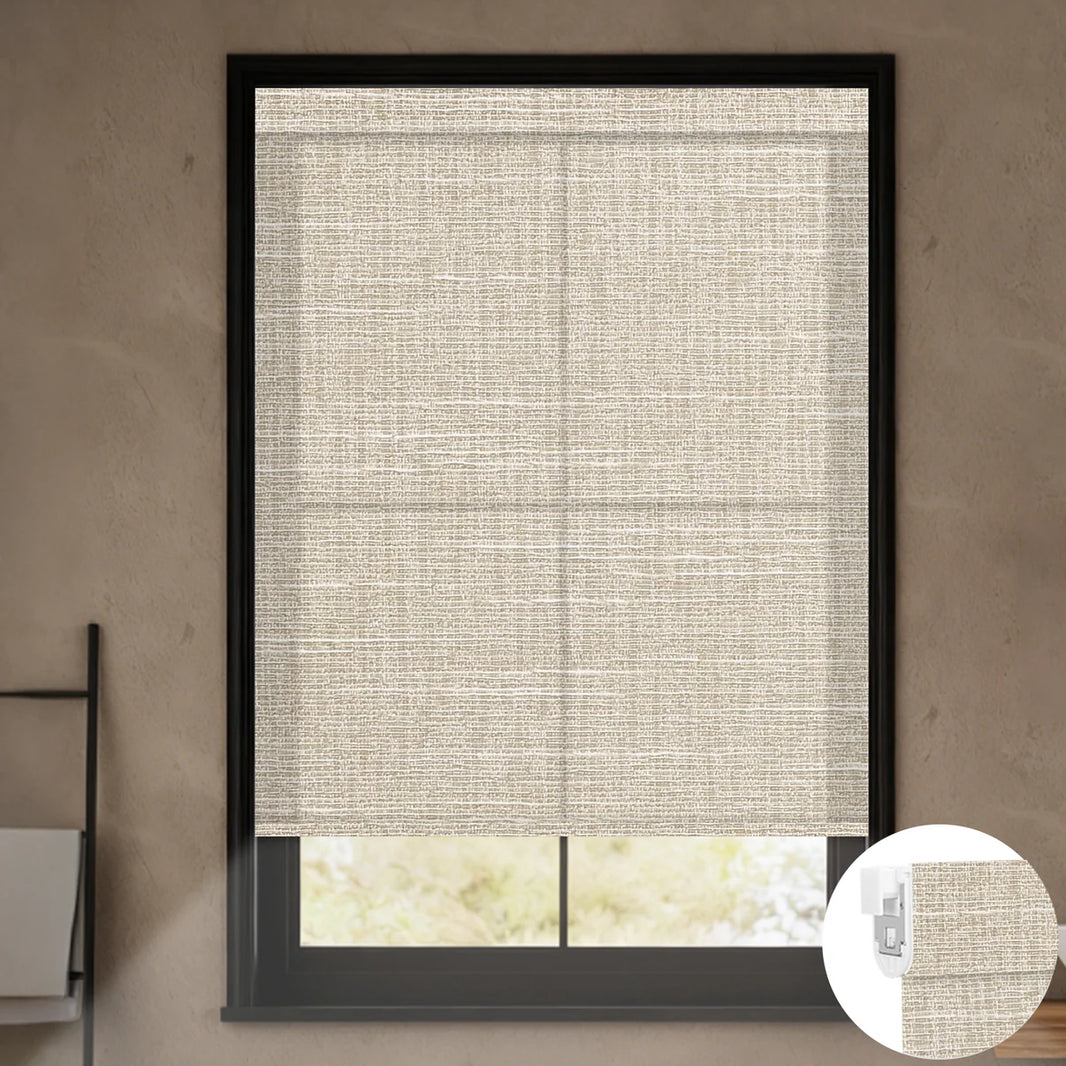 Sunelo No Drill Roller Shades, Motorized 70% Blackout Light Filtering - Aurora