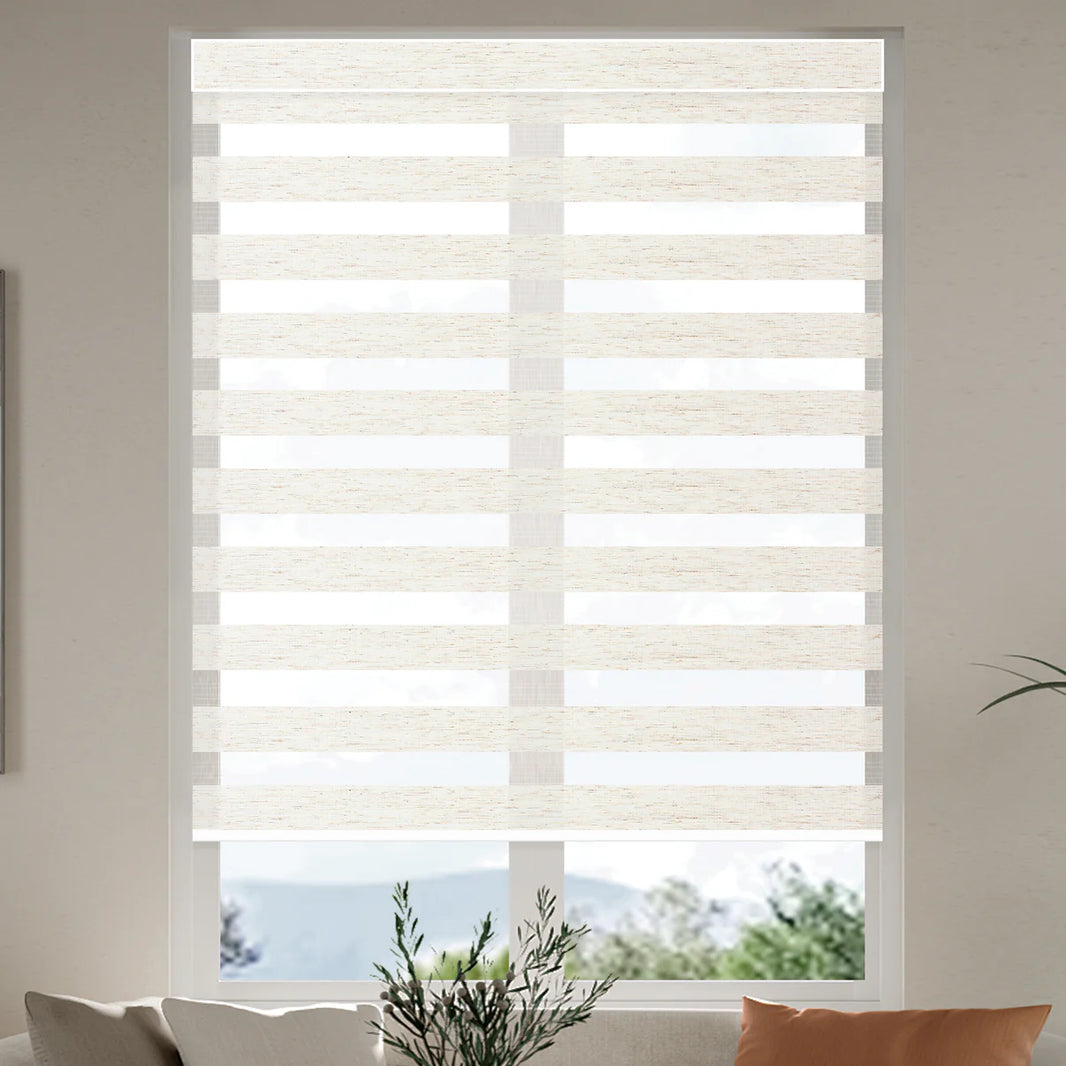 Sunelo Motorized Zebra Shades 75% Blackout - Linen