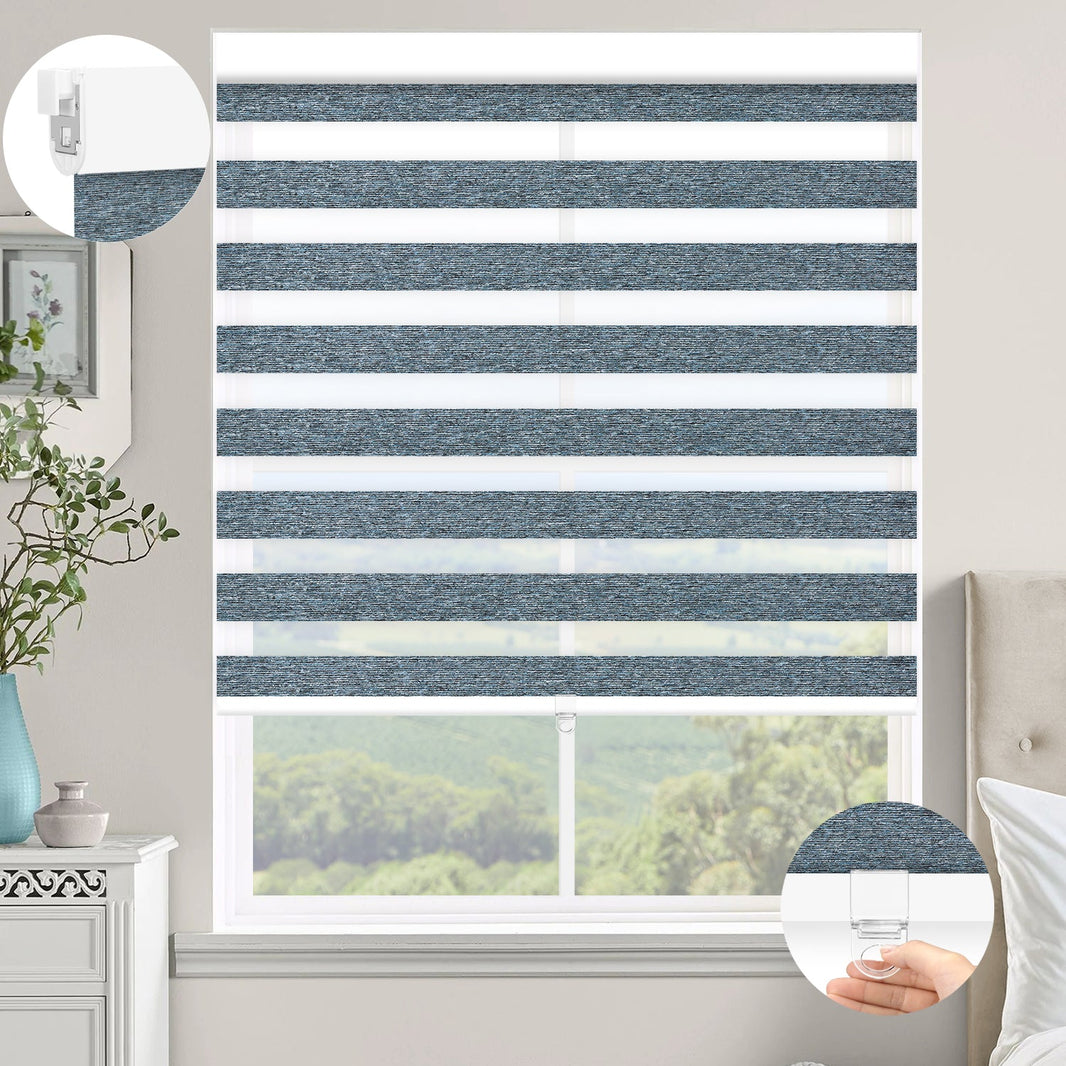 Sunelo No Drill Cordless Zebra Shades 60%/75% Blackout - Monet