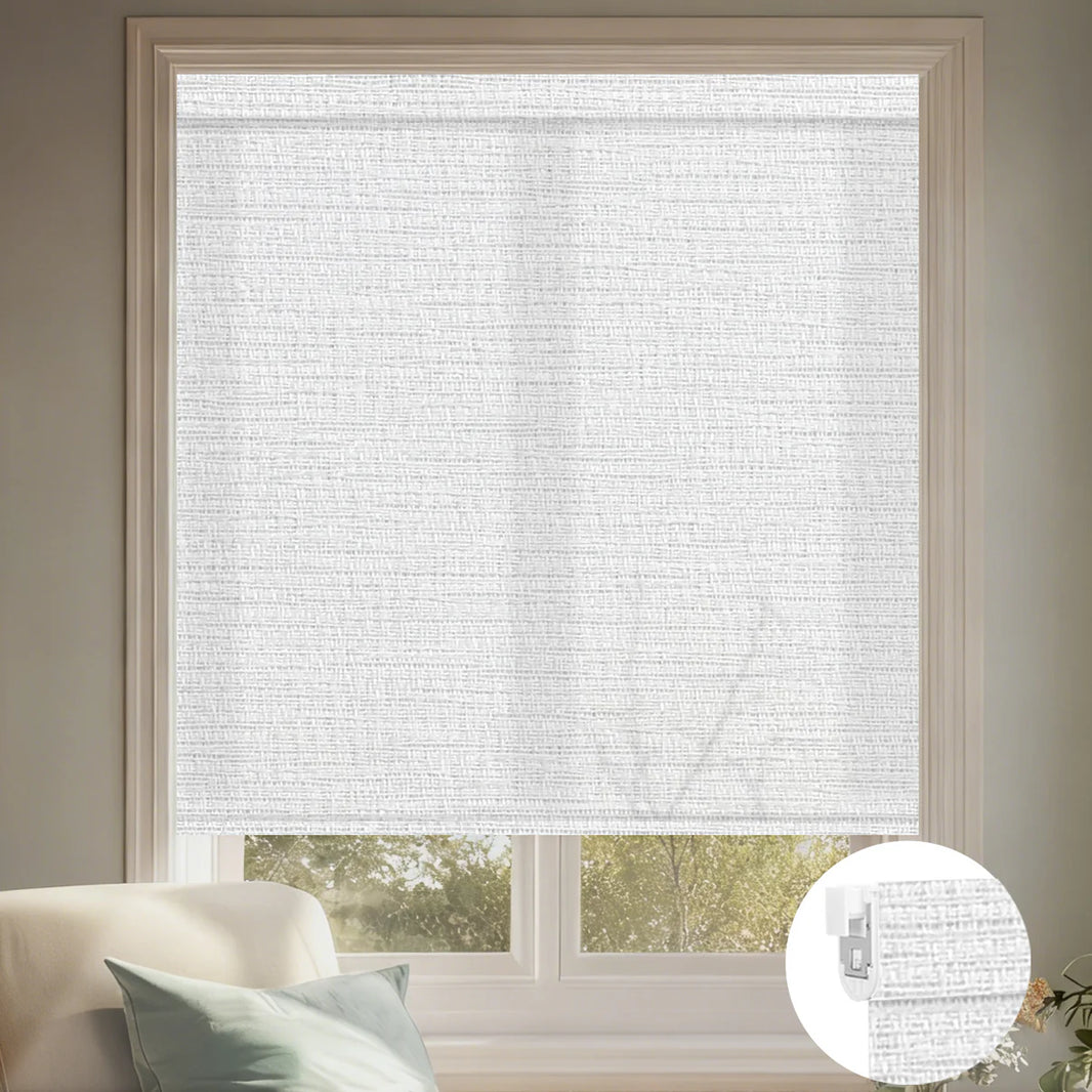 Sunelo No Drill Roller Shades, Motorized 75% Blackout Light Filtering - Aqua Waves