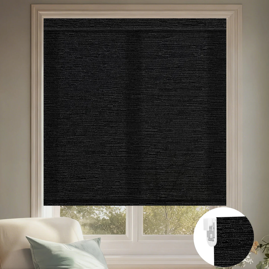 Sunelo No Drill Roller Shades, Motorized 75% Blackout Light Filtering - Aqua Waves