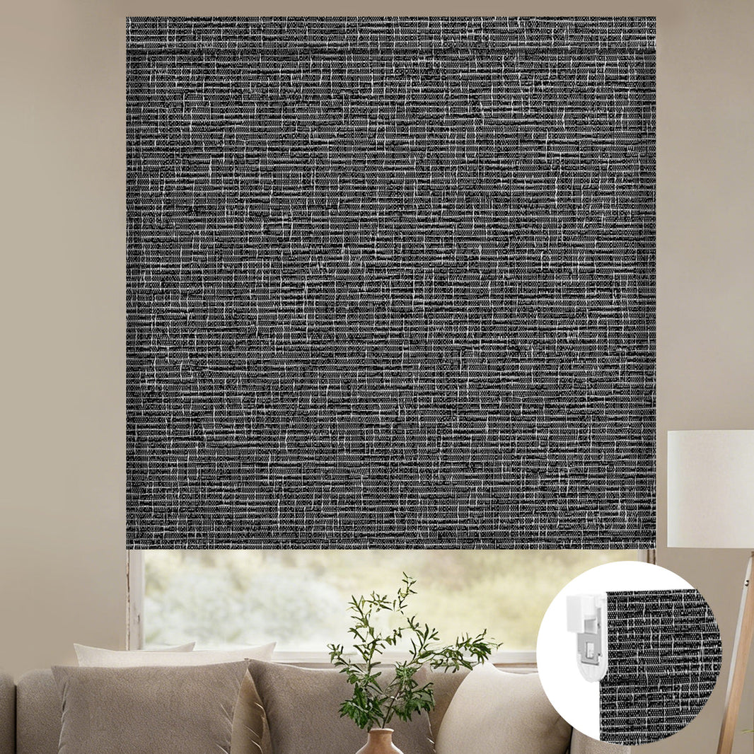 Sunelo No Drill Roller Shades, Motorized 75% Blackout Light Filtering - Classic
