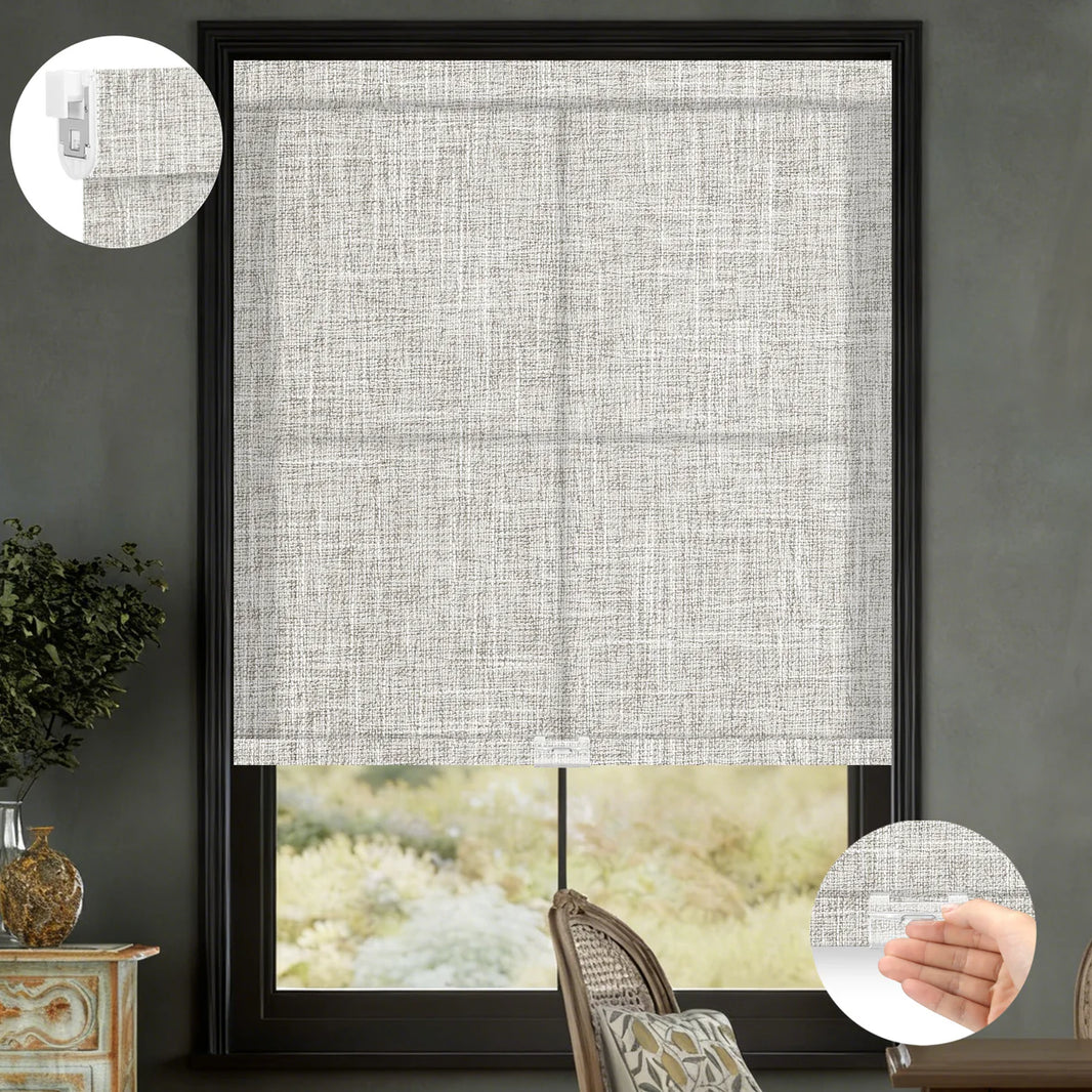Sunelo No Drill Cordless Light Filtering Roller Shades 75% Blackout - Mist