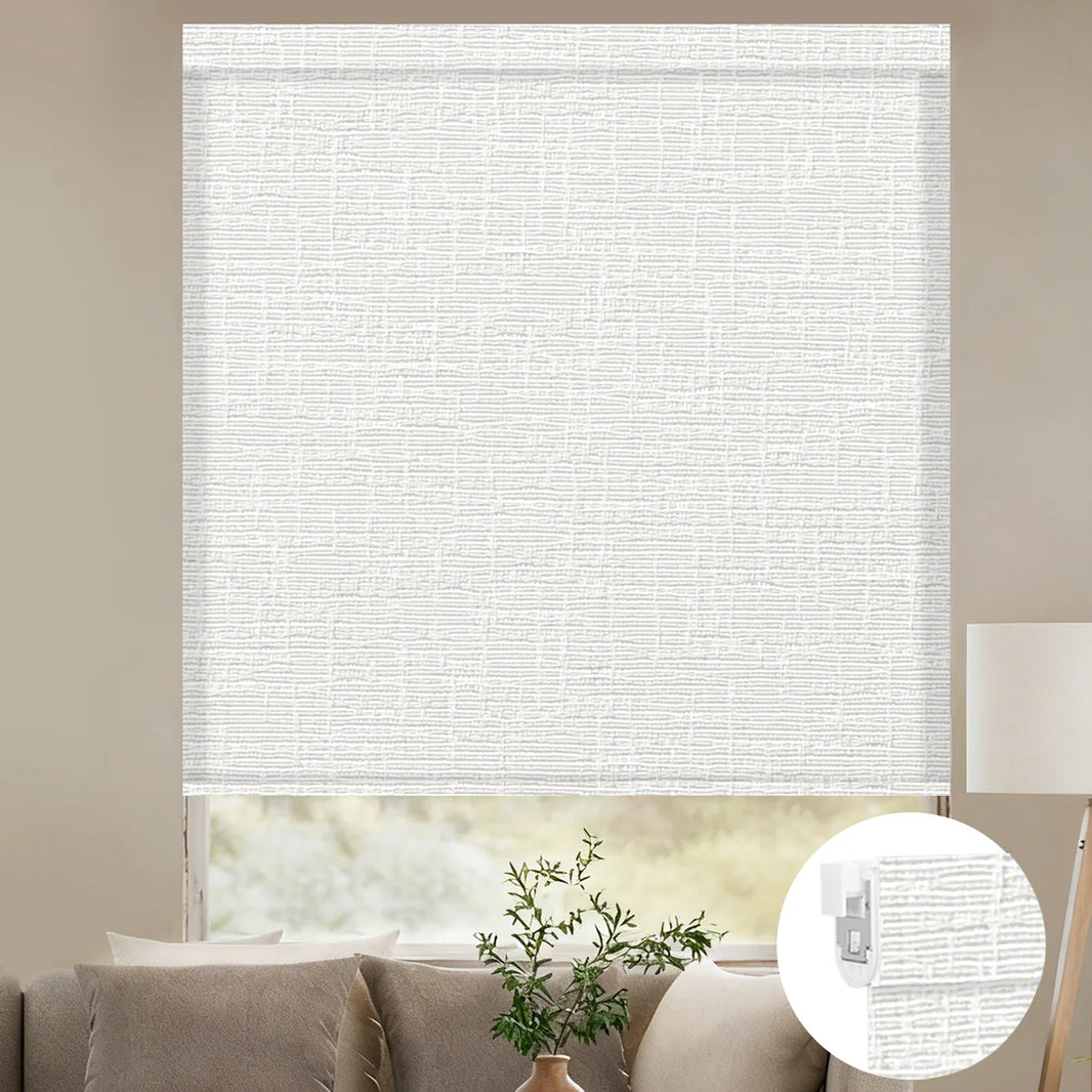 Sunelo No Drill Roller Shades, Motorized 75% Blackout Light Filtering - Classic